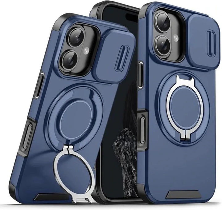 iPhone 16 Plus Hoesjes – Armor Tough Magsafe Backcover – Ingebouwde Camera Cover – Hybride – Blauw-Ilumina Benelux