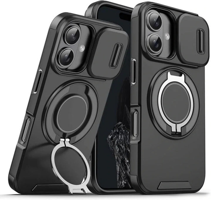 iPhone 16 Plus Hoesjes – MagSafe Hybrid Backcover – Ingebouwde Camera Cover – Schokbestendig – Zwart-Ilumina Benelux