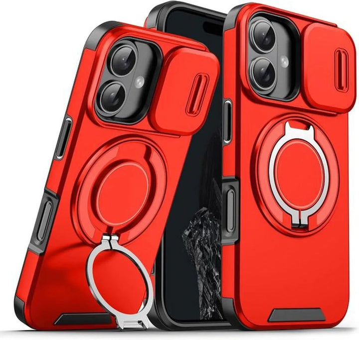 iPhone 16 Plus Hoesjes – MagSafe Backcover – Ingebouwde Camera Cover – Hybride Schokbestendig – Rood-Ilumina Benelux