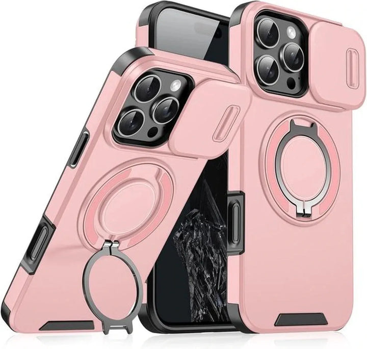 iPhone 13 Pro Hoesjes – Armor Tough Hybrid Backcover – MagSafe – Ingebouwde Camera Cover – Roze-Ilumina Benelux