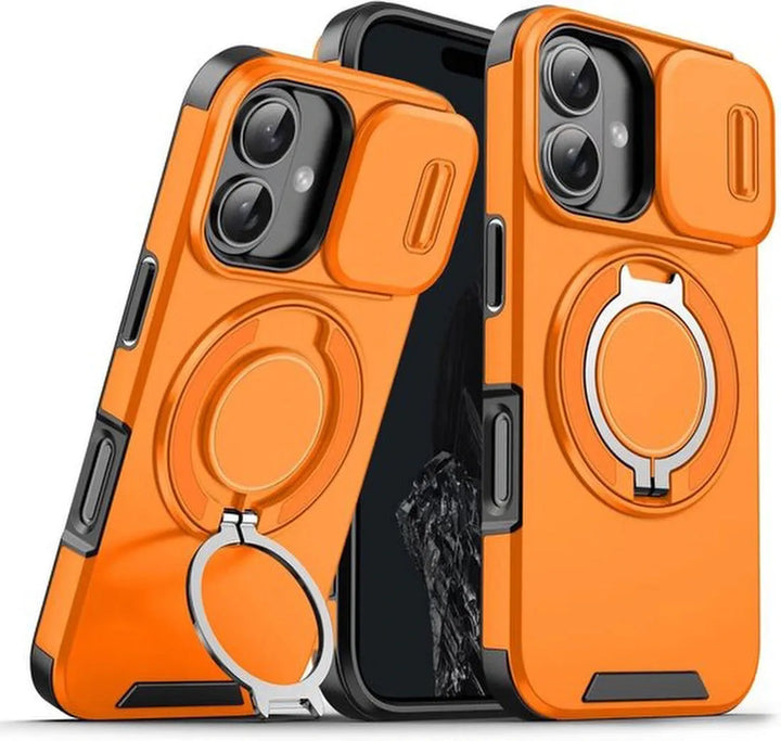 iPhone 16 Hoesjes – MagSafe Backcover Hybrid – Ingebouwde Camera Cover – Armor Tough – Oranje-Ilumina Benelux