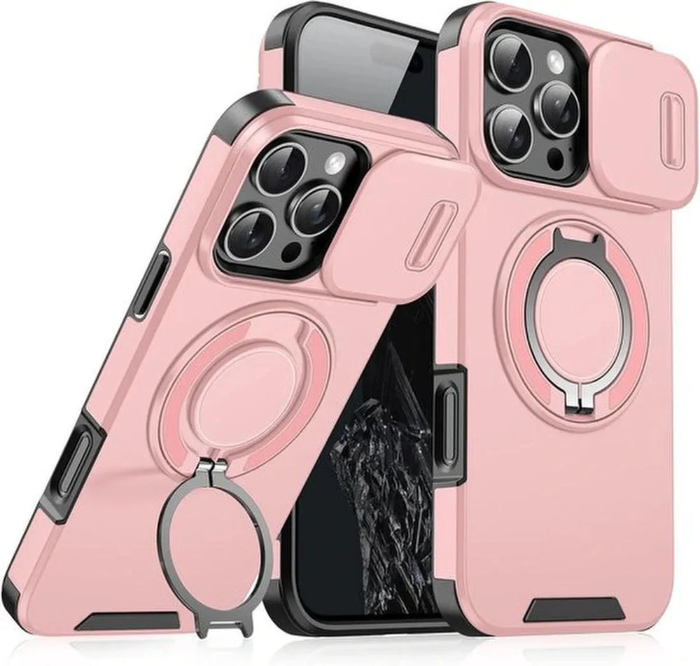 iPhone 12 Hoesjes – Hybrid Backcover met MagSafe – Ingebouwde Camera Cover – Schokbestendig – Roze-Ilumina Benelux