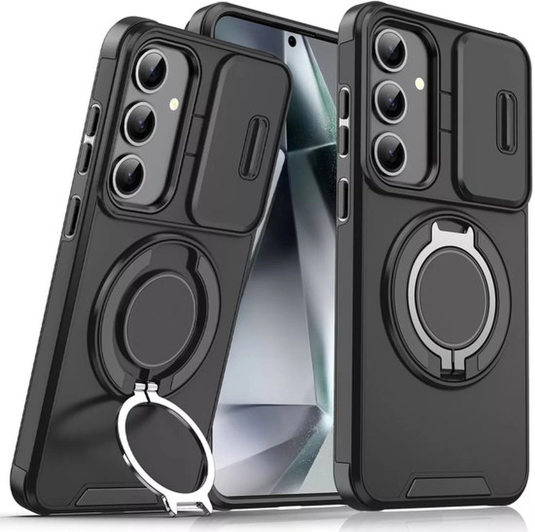 Armor Tough Ringstandaard - Magsafe Hoesje Geschikt voor: Samsung Galaxy A36 & Samsung A56 - Hybrid - Zwart