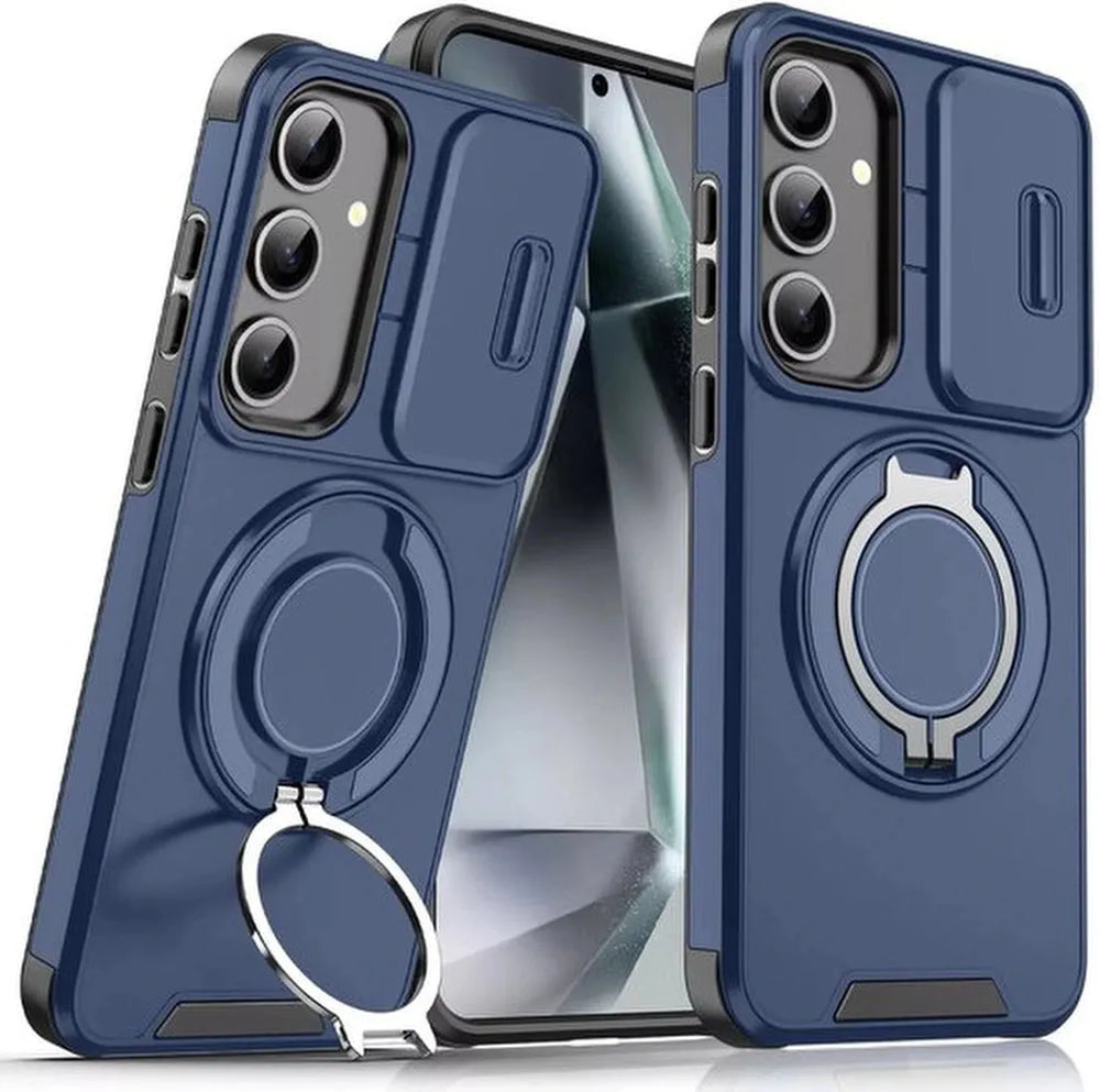 Samsung Galaxy A36/A56 Hoesjes – MagSafe Hybrid Backcover met Ringstand – Schokbestendig – Blauw-Ilumina Benelux