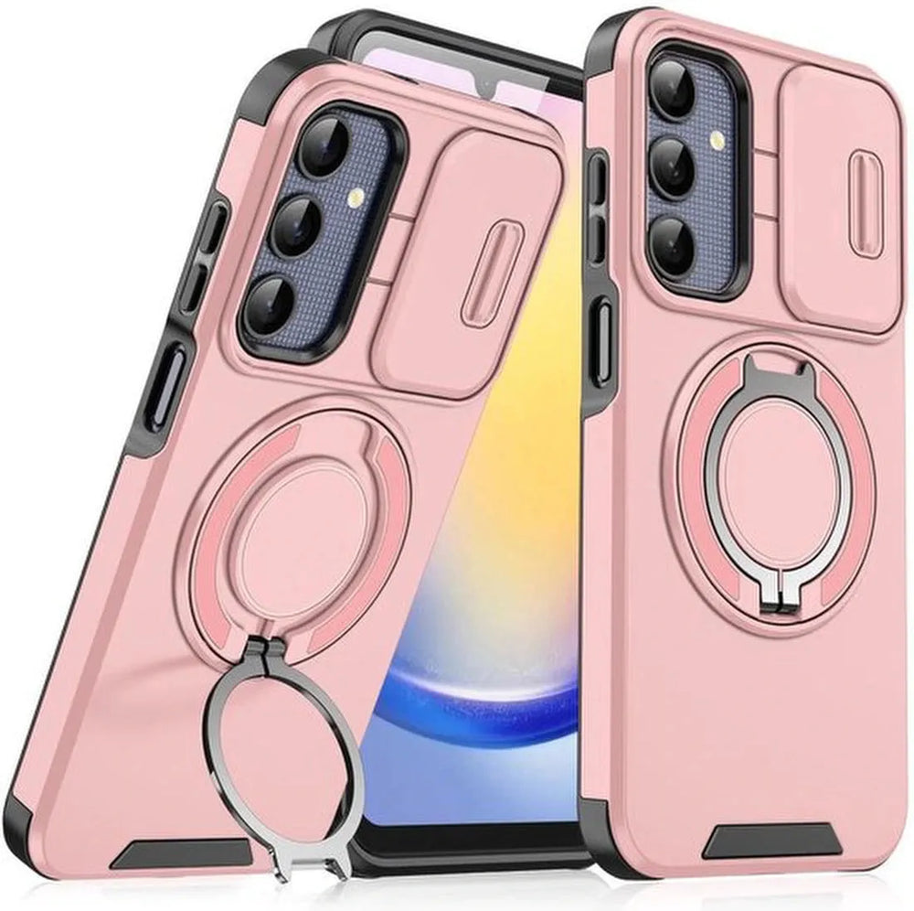 Samsung Galaxy A15 Hoesjes – Hybrid Backcover – MagSafe Ringstandaard – Schokbestendig – Roze-Ilumina Benelux