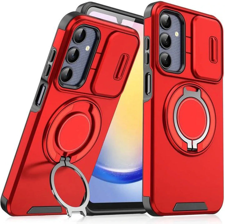 Samsung Galaxy A16 Hoesjes – Hybrid Backcover met Ringstand – MagSafe Compatibel – Rood-Ilumina Benelux