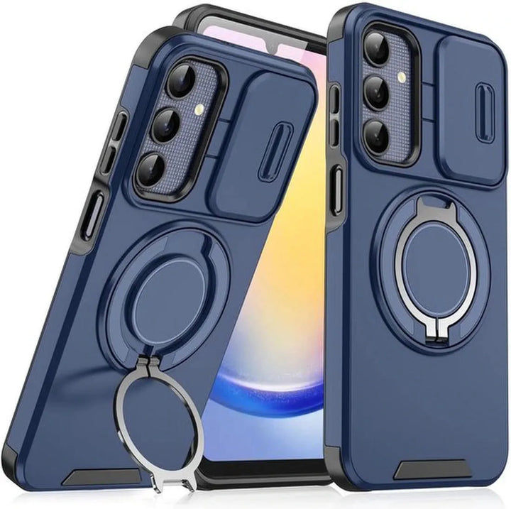 Samsung Galaxy A16 Hoesjes – Armor Tough Hybrid Backcover – MagSafe Ringstandaard – Schokbestendig – Blauw-Ilumina Benelux