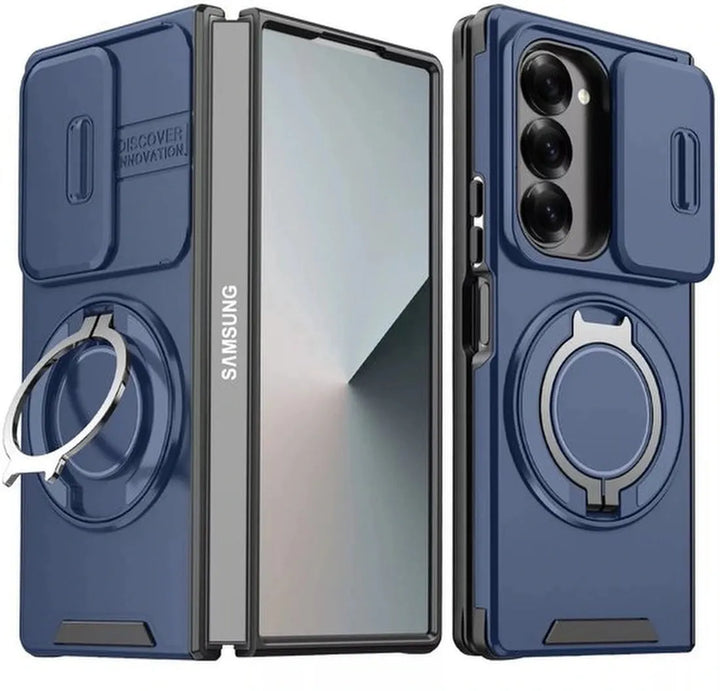 Samsung Galaxy Z Fold 6 Hoesjes – MagSafe Hybrid Backcover met Ringstandaard – Schokbestendig – Blauw-Ilumina Benelux