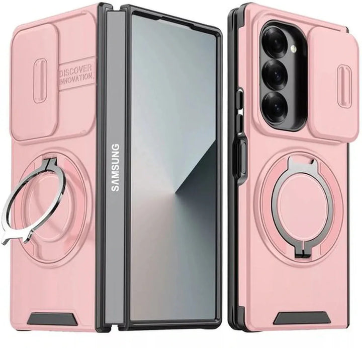 Samsung Galaxy Z Fold 6 Hoesjes – MagSafe Hybrid Backcover – Ringstandaard – Armor Tough – Roze-Ilumina Benelux