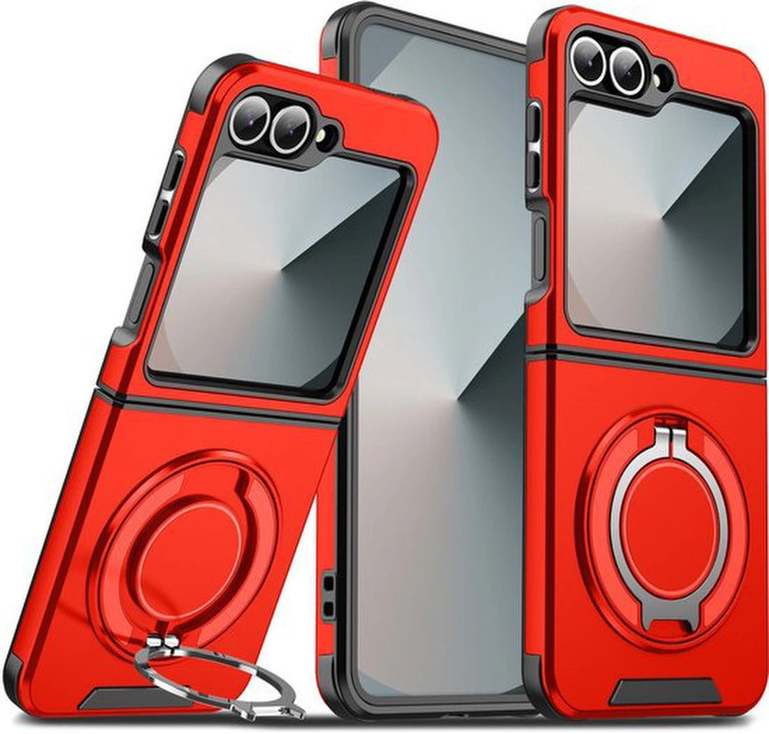 Armor Tough Hoesje Geschikt voor: Samsung Galaxy Z Flip 6 / Flip 7 FE - Hybrid - Rood