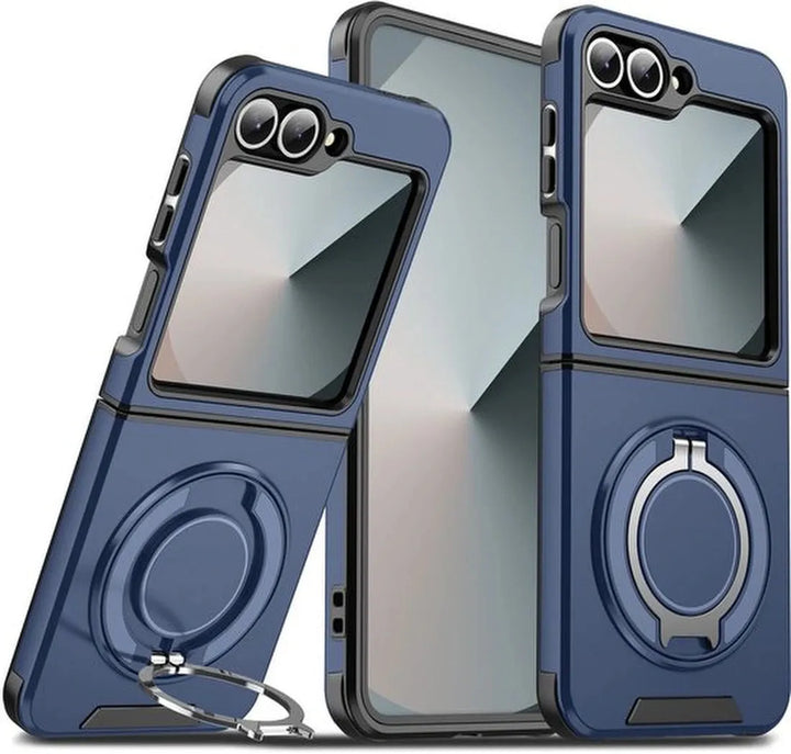 Samsung Galaxy Z Flip 6 Hoesjes – Armor Tough Hybrid Backcover – Schokbestendig – Blauw-Ilumina Benelux