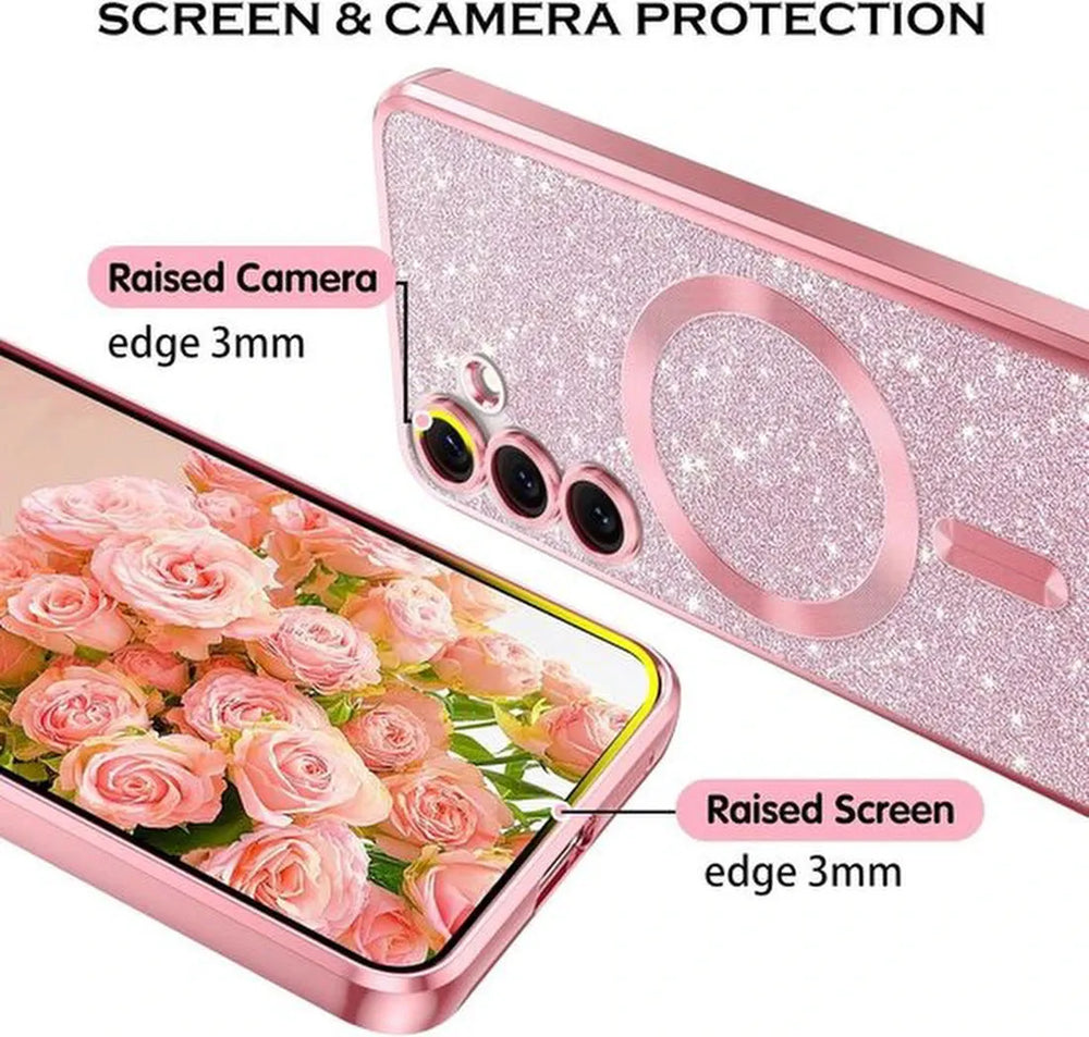 Samsung Galaxy S23 Ultra Hoesjes – Glitter Sequin Backcover – MagSafe Compatibel – Zachte TPU Case – Roze-Ilumina Benelux