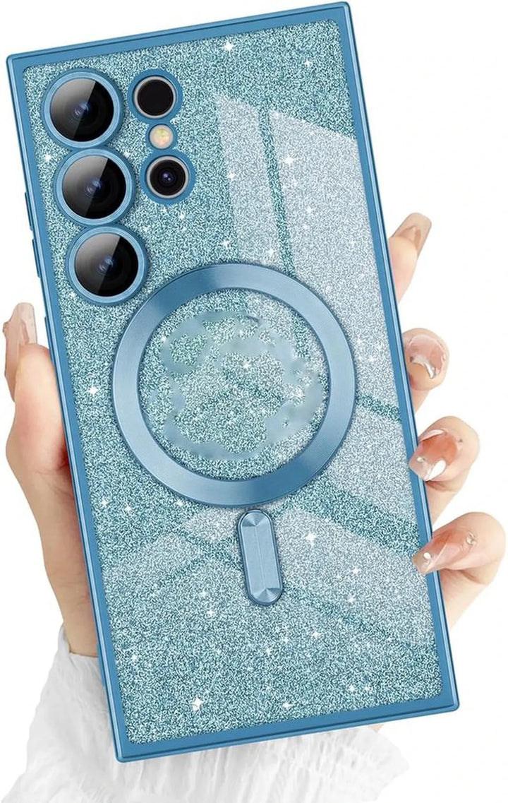 Samsung Galaxy S22 Ultra Hoesjes – Glitter Sequin Backcover – MagSafe Compatibel – Zachte TPU Case – Blauw-Ilumina Benelux