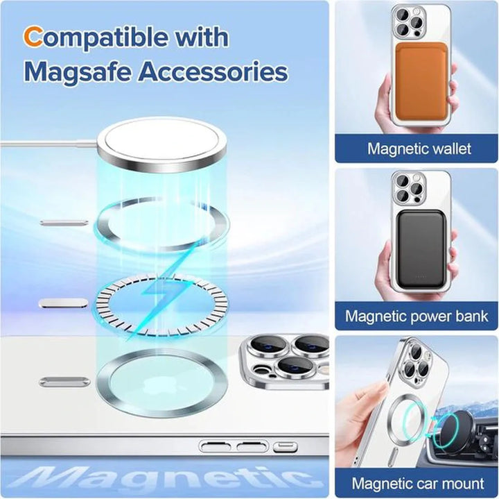 iPhone 14 Pro Max Hoesjes – Backcover – Camera Lens Protector – MagSafe Compatibel – Zilver-Ilumina Benelux