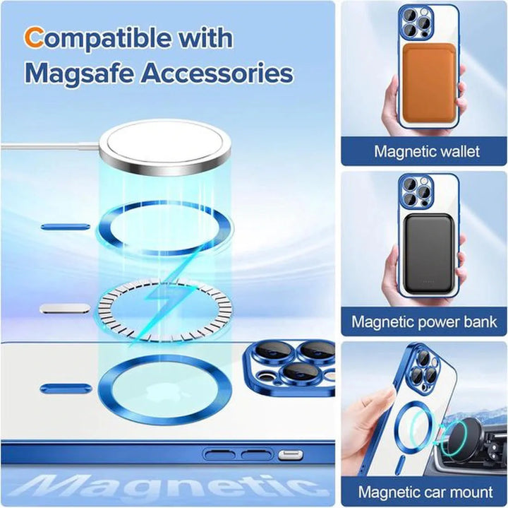 iPhone 13 Pro Max Hoesjes – Backcover met Camera Lens Protector – MagSafe Compatibel – Blauw-Ilumina Benelux