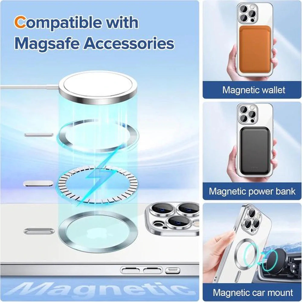 iPhone 12 Hoesjes – Backcover – Camera Lens Protector – MagSafe Compatibel – Zilver-Ilumina Benelux