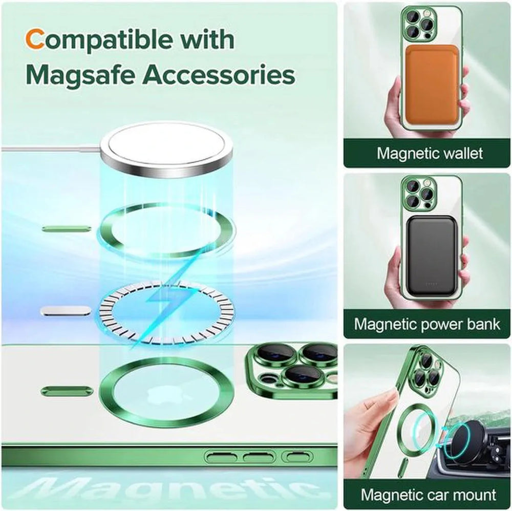 iPhone 12 Hoesjes – Backcover – Camera Lens Protector – MagSafe Compatibel – Groen-Ilumina Benelux