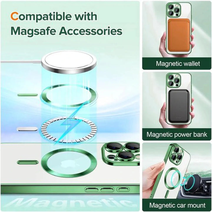 iPhone 11 Hoesjes – Backcover met Camera Lens Protector – MagSafe Compatibel – Groen-Ilumina Benelux