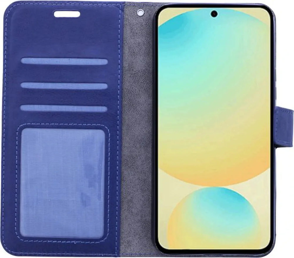 Samsung Galaxy A17 5G Hoesjes – Portemonnee Bookcase – Magneetsluiting – 2x Gehard Glas Screenprotector – Blauw-Ilumina Benelux