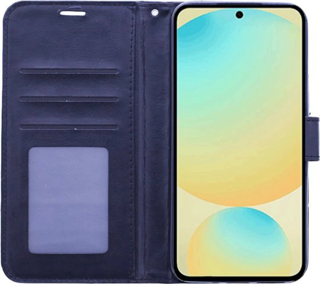 Samsung Galaxy S25 Hoesjes – Portemonnee Bookcase – Magneetsluiting – 2x Gehard Glas Screenprotector – Zwart