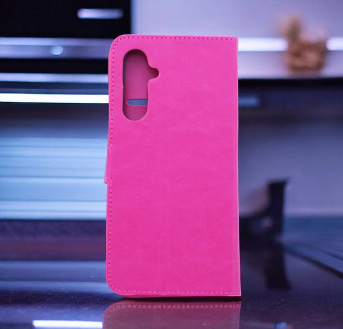 Samsung Galaxy S25 Hoesjes – Portemonnee Bookcase – Pasjeshouder – 3x Gehard Glas Screenprotector – Roze