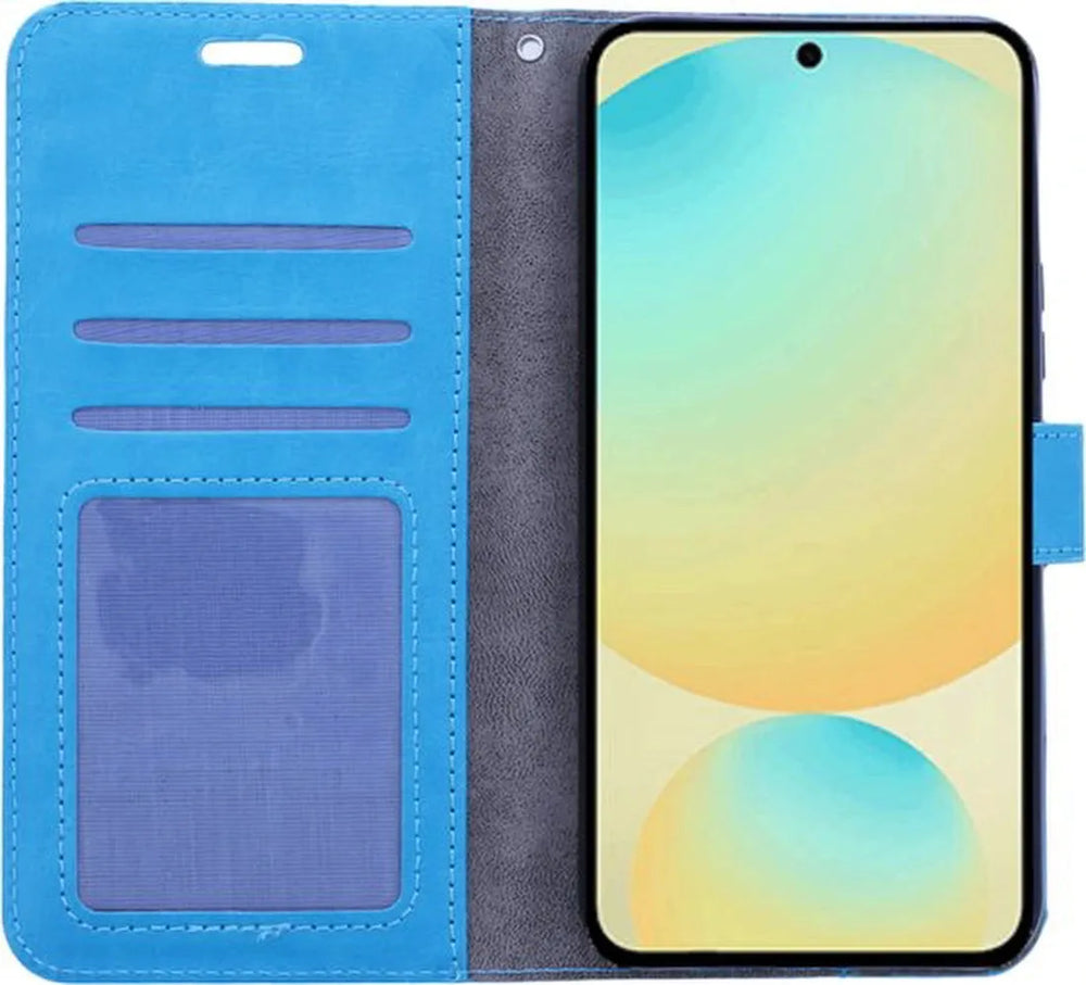 Samsung Galaxy A17 5G Hoesjes – Portemonnee Bookcase – Magneetsluiting – 3x Gehard Glas Screenprotector – Turquoise-Ilumina Benelux