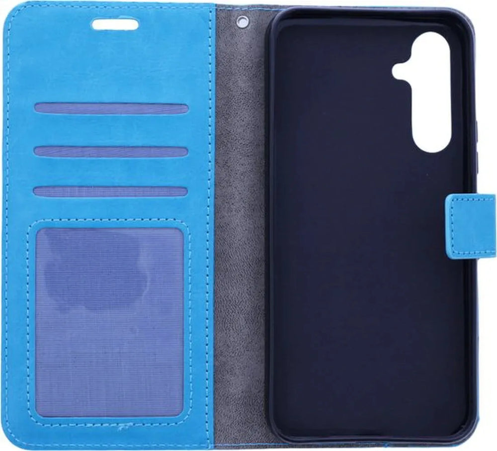 Samsung Galaxy A17 5G Hoesjes – Portemonnee Bookcase – Magneetsluiting – 3x Gehard Glas Screenprotector – Turquoise-Ilumina Benelux