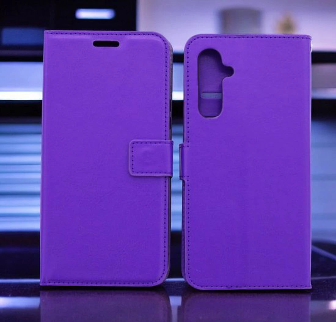 Samsung Galaxy S25 Hoesjes – Portemonnee Bookcase – Magneetsluiting – 1x Gehard Glas Screenprotector – Paars