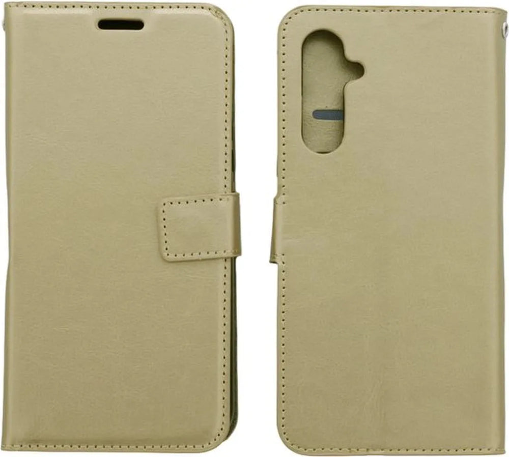 Samsung Galaxy A17 5G Hoesjes – Portemonnee Bookcase – Magneetsluiting – 1x Gehard Glas Screenprotector – Goud-Ilumina Benelux