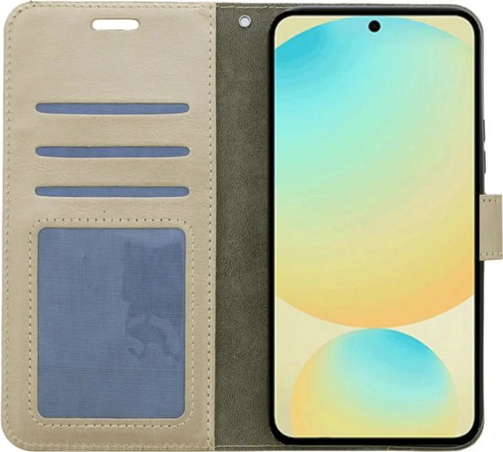 Samsung Galaxy A17 5G Hoesjes – Portemonnee Bookcase – Magneetsluiting – 1x Gehard Glas Screenprotector – Goud-Ilumina Benelux