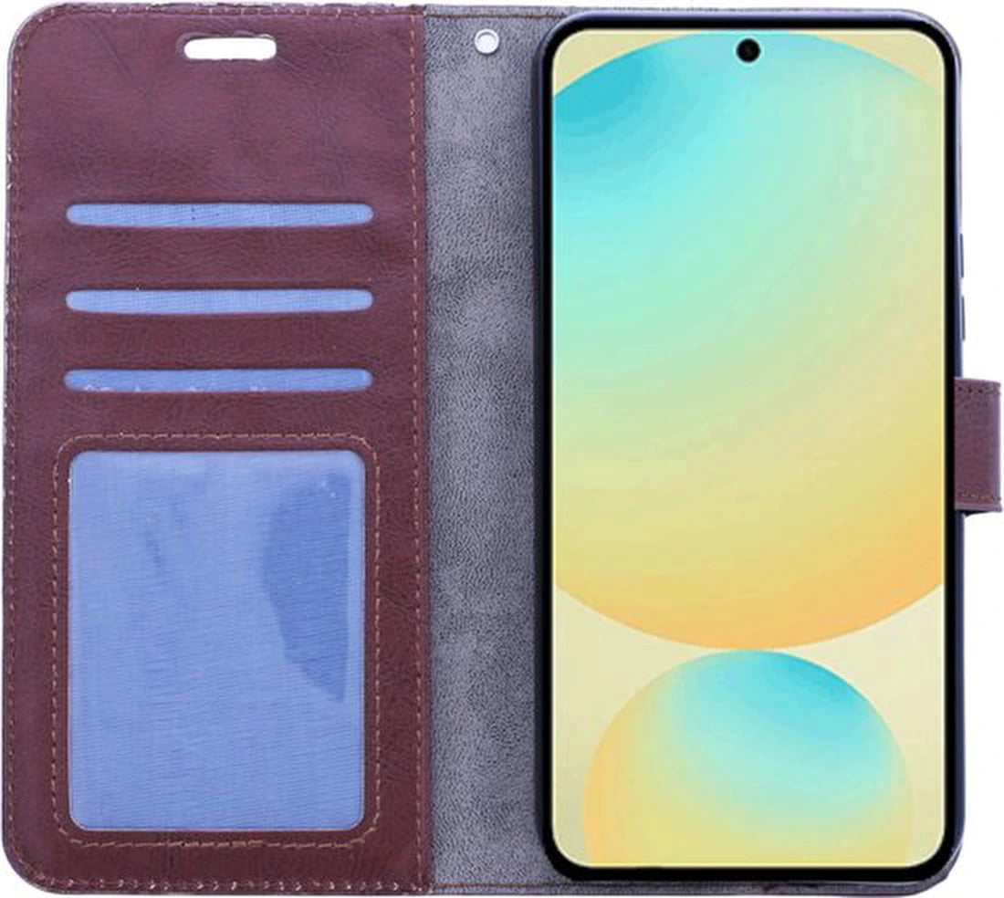 Samsung Galaxy A17 5G Hoesjes – Portemonnee Bookcase – Magneetsluiting – 1x Gehard Glas Screenprotector – Bruin