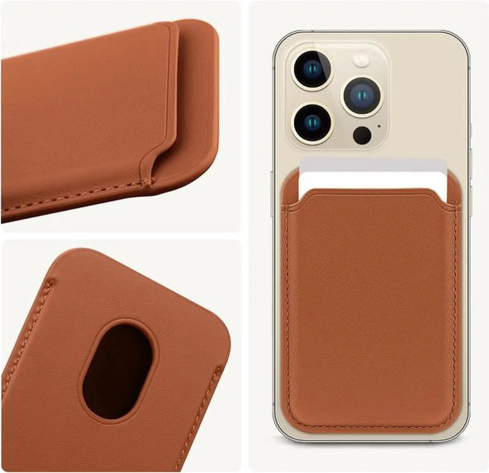 iPhone 16 Pro Hoesjes – Anti-shock Backcover met MagSafe – Magnetische Pasjeshouder – Bruin-Ilumina Benelux