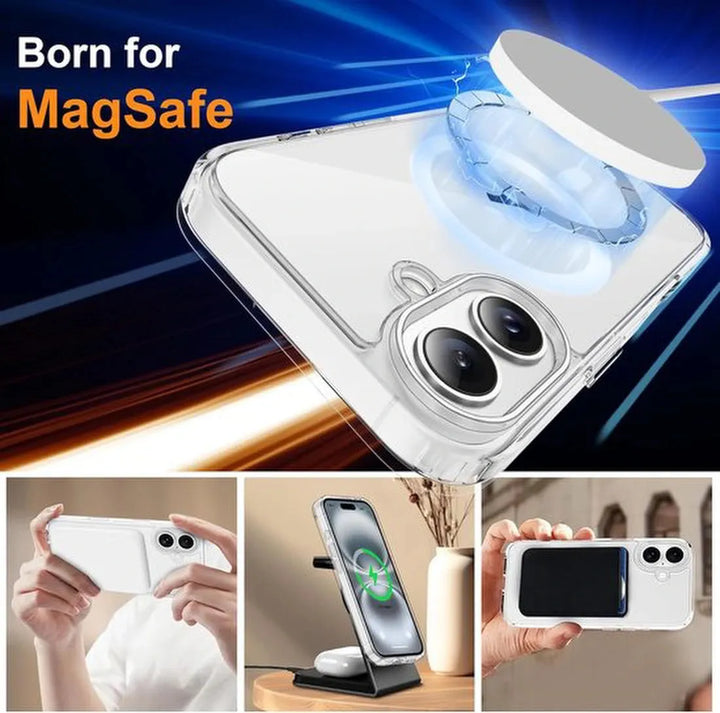 iPhone 16 Hoesjes – Anti-Shock Backcover met MagSafe – Magnetische Pasjeshouder – Lichtroze-Ilumina Benelux