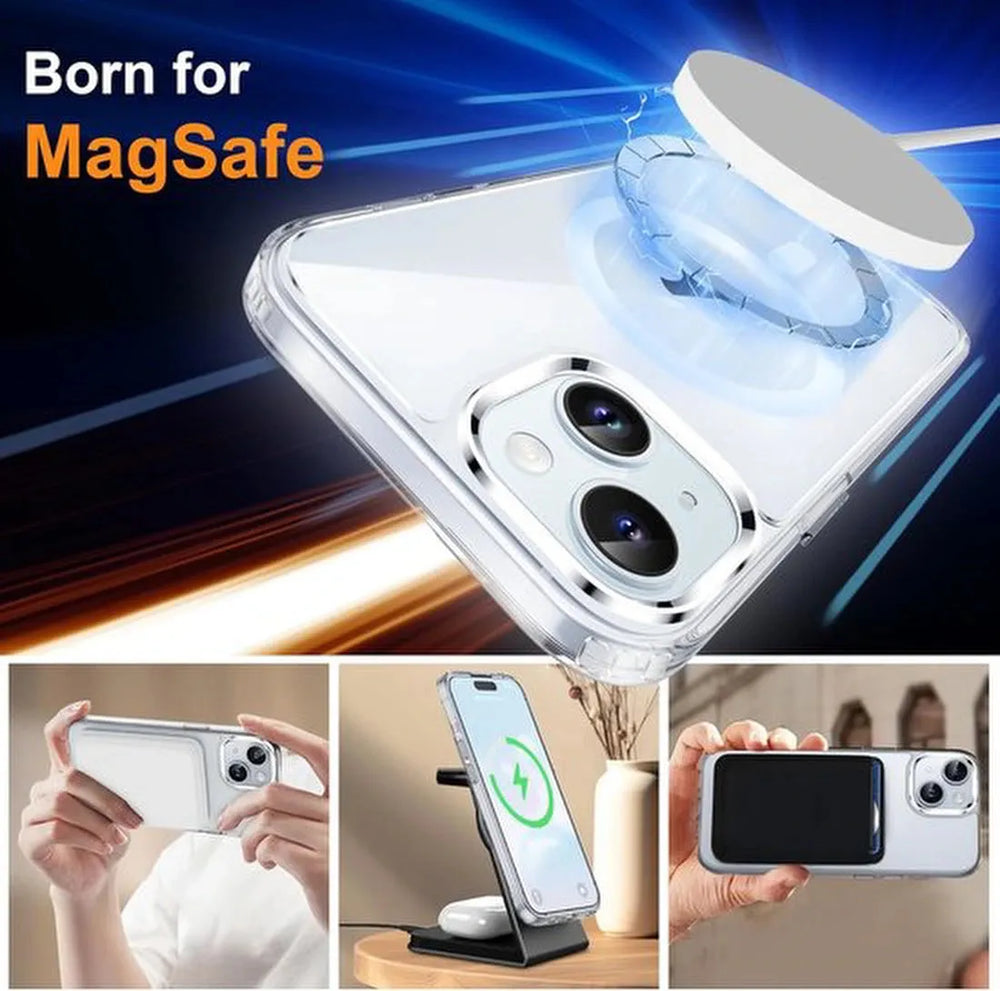 iPhone 15 Plus Hoesjes – Anti-Shock Backcover – MagSafe – Magnetische Pasjeshouder – Goud-Ilumina Benelux