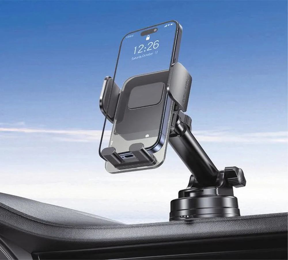 Telefoonhouder auto – Sterke zuignap – 360° draaibaar – Voor dashboard & voorruit – Universeel – Zwart-Ilumina Benelux