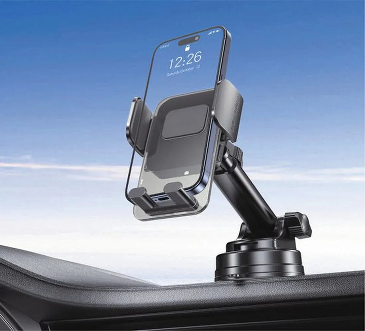 Telefoonhouder auto – Sterke zuignap – 360° draaibaar – Voor dashboard & voorruit – Universeel – Zwart-Ilumina Benelux