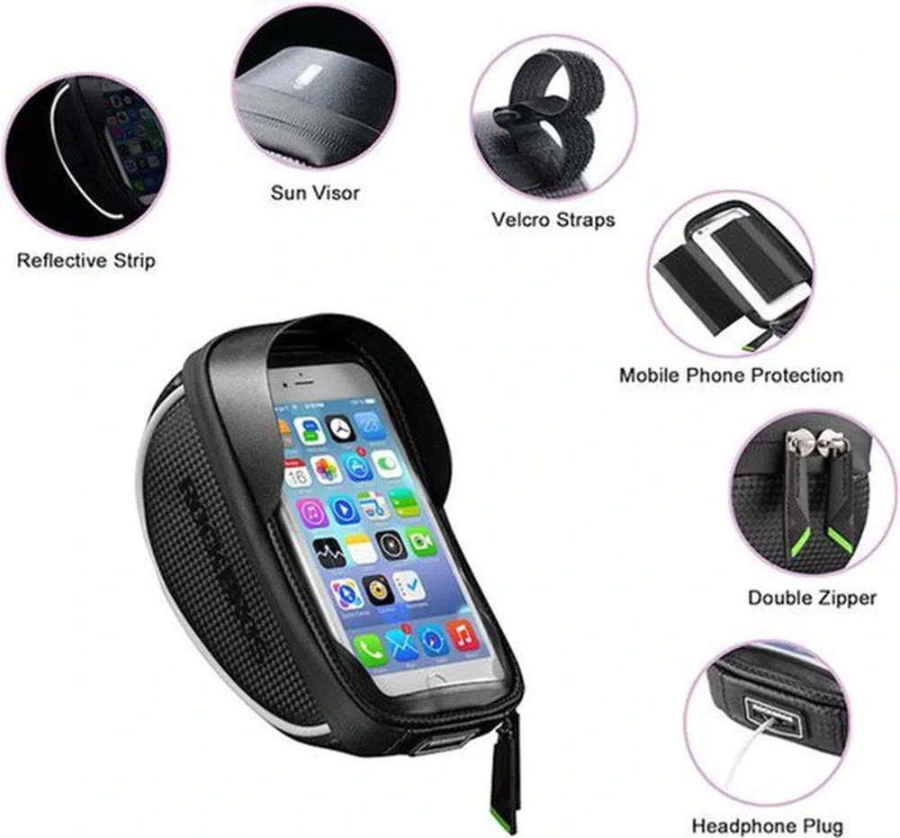 Telefoonhouder fiets – Waterdichte stuurtas met opbergruimte – Touchscreen – Geschikt voor iPhone & Samsung – Zwart-Ilumina Benelux
