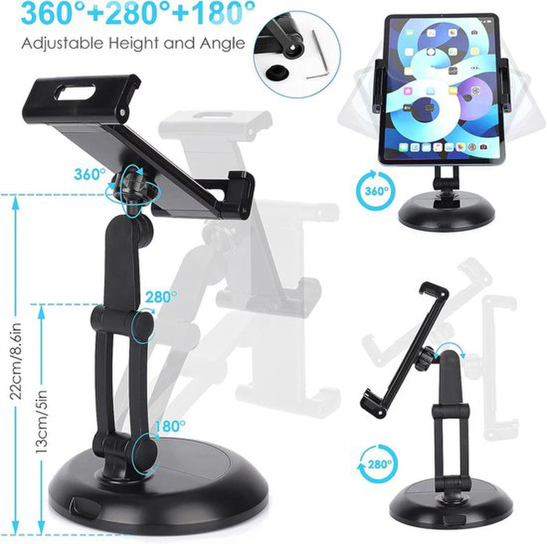 Tablethouder bureau Geschikt voor: tablet / iPad / Samsung Galaxy tab Desktop Tablet Standaard - Home verstelbare bureau of tafel standaard - zilver