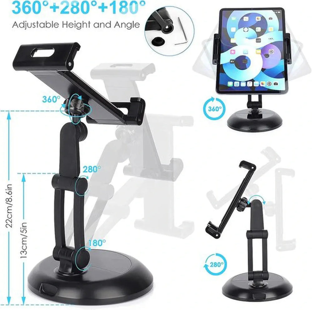 Tablethouder bureau – Verstelbare desktop standaard – Geschikt voor iPad & Samsung Galaxy Tab – Aluminium – Zilver-Tablethouder-Ilumina Benelux