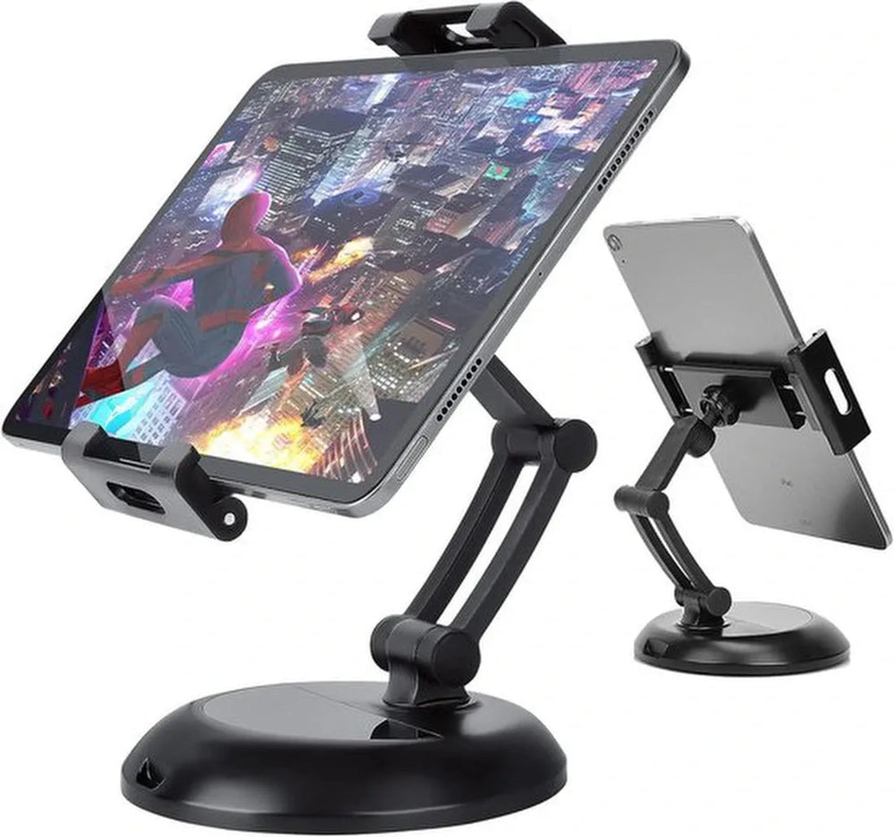 Tablethouder bureau – Verstelbare desktop standaard – Geschikt voor iPad & Samsung Galaxy Tab – Aluminium – Zilver-Tablethouder-Ilumina Benelux