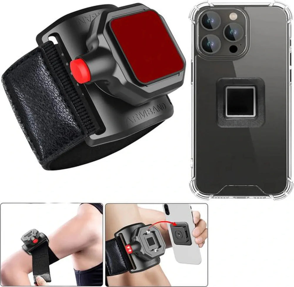 iPhone 15 Pro Max Hoesjes – Sportarmband met Magneet – Polsband Hardloop Armband – Backcover Hardcase – Zwart-Ilumina Benelux