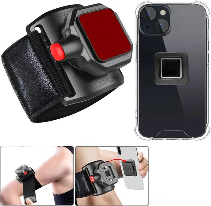 iPhone 14 Plus Hoesjes – Sportarmband met Magneet – Polsband Hardloop Armband – Backcover Case – Zwart-Ilumina Benelux