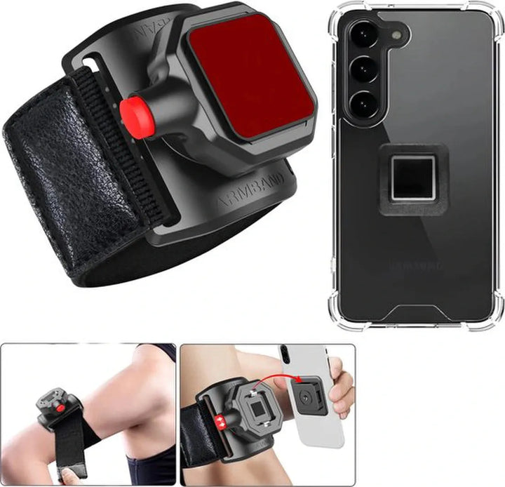 Samsung Galaxy S23 Hoesjes – Sportarmband met Magneet – Hardcase Backcover – Pols/Arm Bevestiging – Zwart-Sportarmband-Ilumina Benelux
