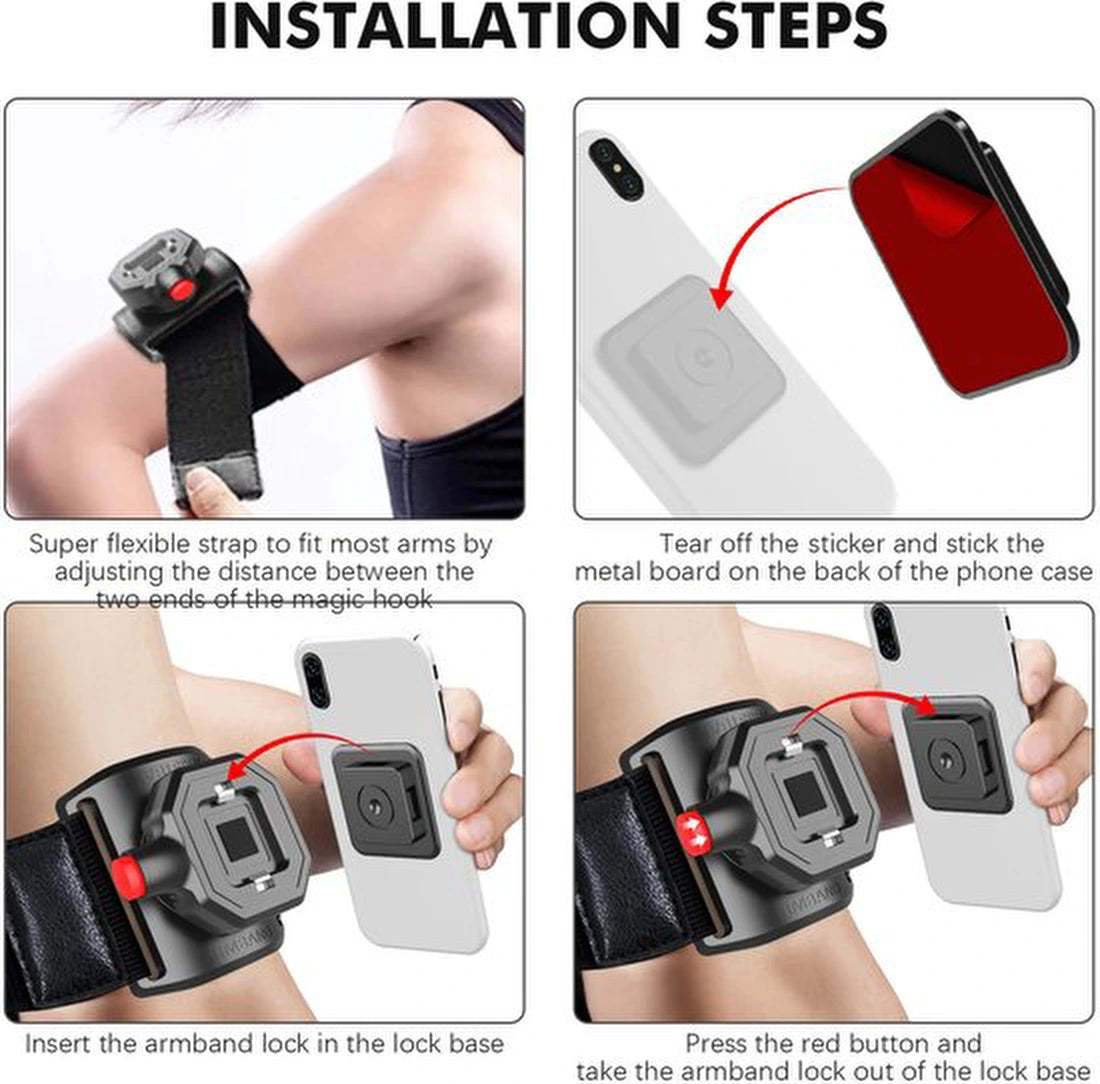 Sportarmband Met Magneet met Backcover Hoesje Geschikt voor: Samsung Galaxy A56 - Polsband - Sportband - Hardloop Armband - Bevestiging Pols of Arm - Hardlopen - Hardloopband