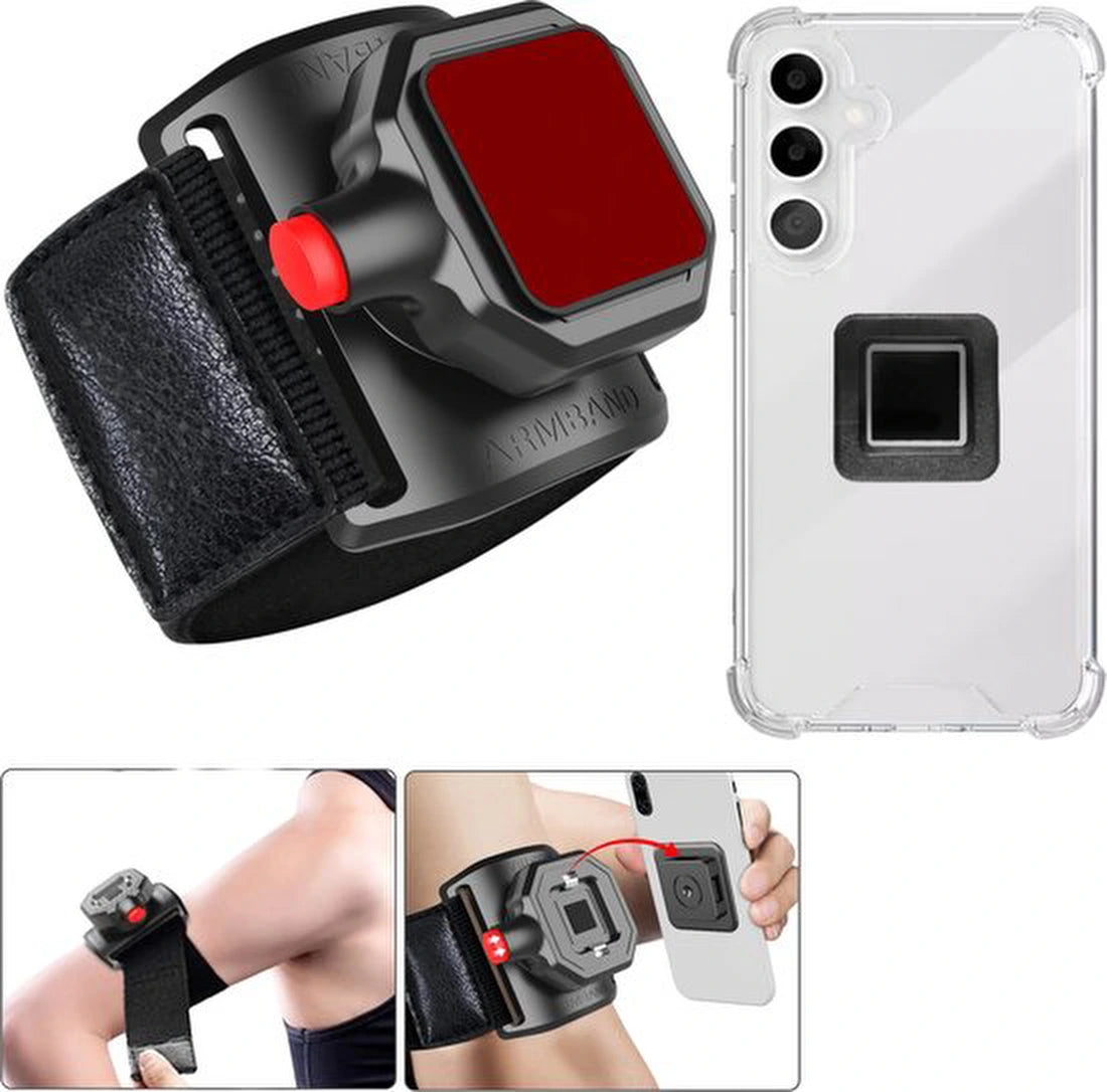 Sportarmband Met Magneet met Backcover Hoesje Geschikt voor: Samsung Galaxy A35 - Polsband - Sportband - Hardloop Armband - Bevestiging Pols of Arm - Hardlopen - Hardloopband