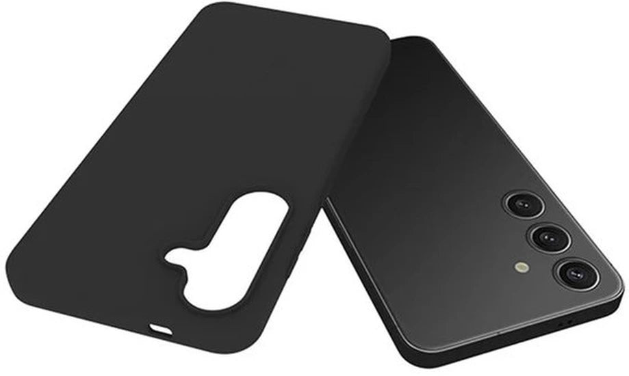 Samsung Galaxy S25 Hoesjes – Siliconen Backcover – Soft Touch – Zwart + 2x Screenprotector Gehard Glas – Anti-kras – Transparant