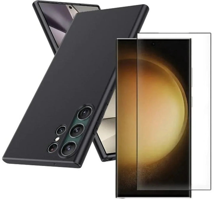Samsung Galaxy S25 Ultra Hoesjes – Siliconen Backcover – Soft Touch – Inclusief 3x Screenprotector – Zwart-Ilumina Benelux