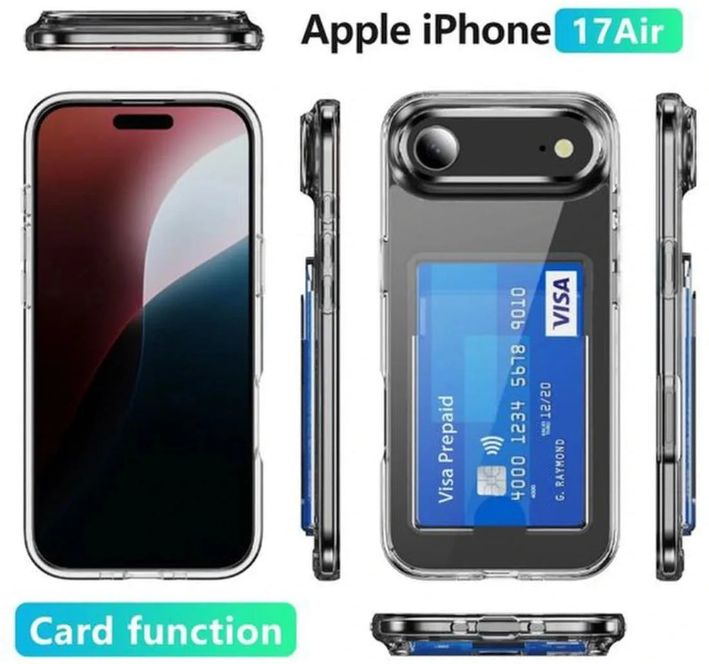 iPhone 17 Air Hoesjes – Schokbestendig TPU Backcover – Pasjeshouder – Transparant-Ilumina Benelux