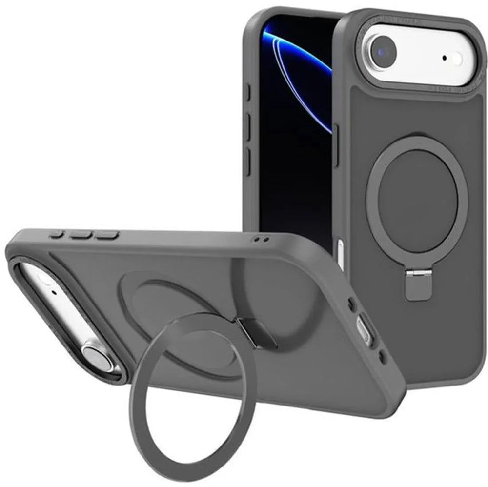 iPhone 17 Air Hoesjes – MagSafe Backcover met Standaard – Schokbestendig – Grijs-Ilumina Benelux