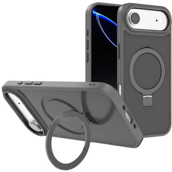 iPhone 17 Air Hoesjes – MagSafe Backcover met Standaard – Schokbestendig – 2x Screenprotector – Grijs-Ilumina Benelux